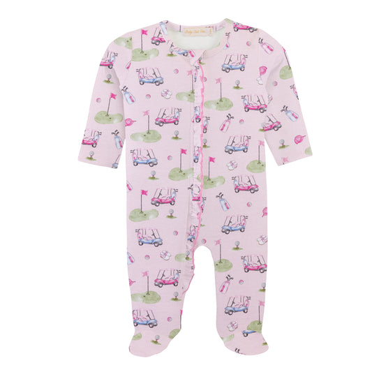 Golfing in Pink Ruffle Footie