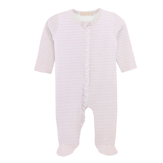 Pink Stripes Zipper Footie