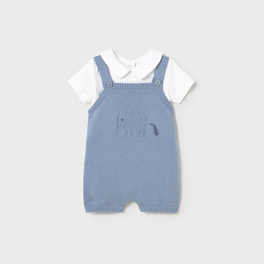 Blue Knit Overall Set