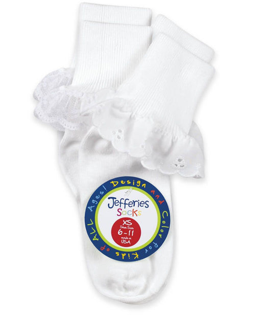 Sisters Eyelet and Fancy Lace Turn Cuff Socks- 82152