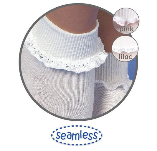 Cluny and Satin Lace Turn Cuff Socks- 2125
