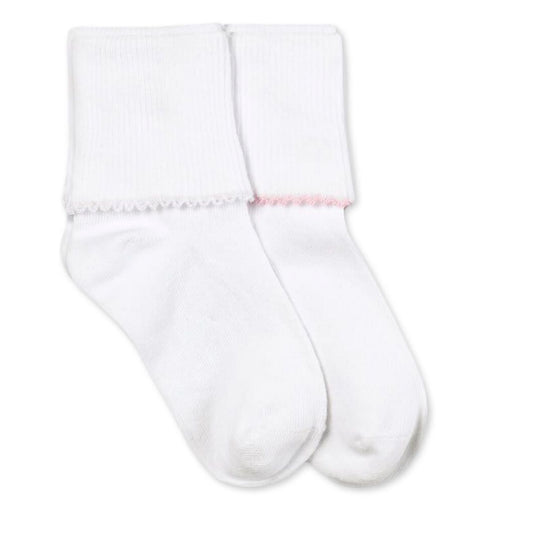 Smooth Toe Tatted Edge Turn Cuff Socks- 2111