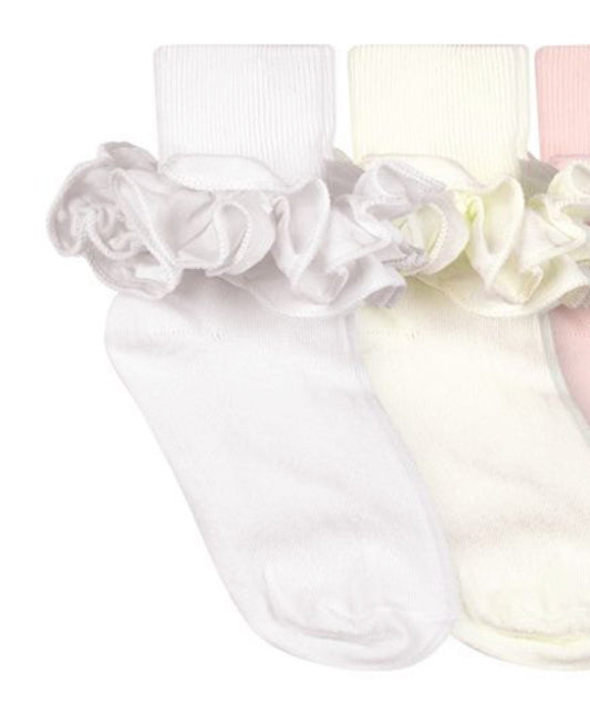 Misty Ruffle Lace Turn Cuff Socks- 2143