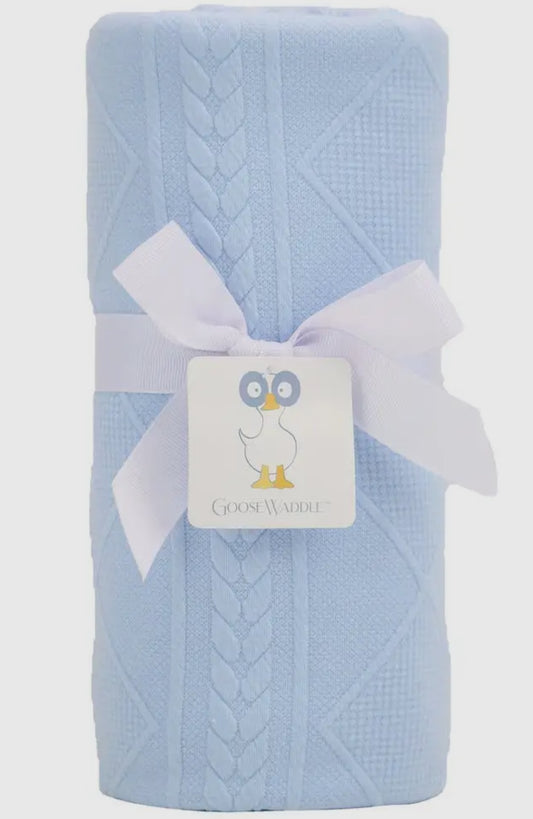 Knit Baby Blanket- Blue