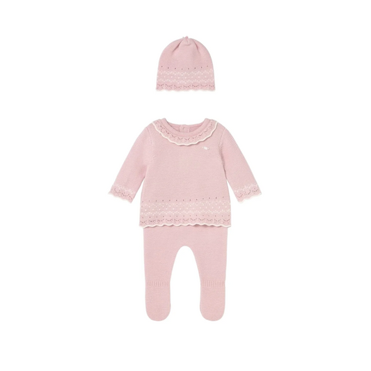 Pink Knit Set with Hat