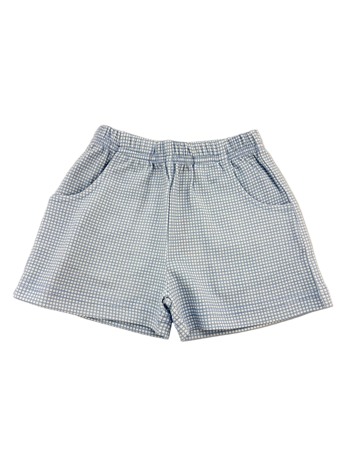 Blue Gingham Shorts with Pockets