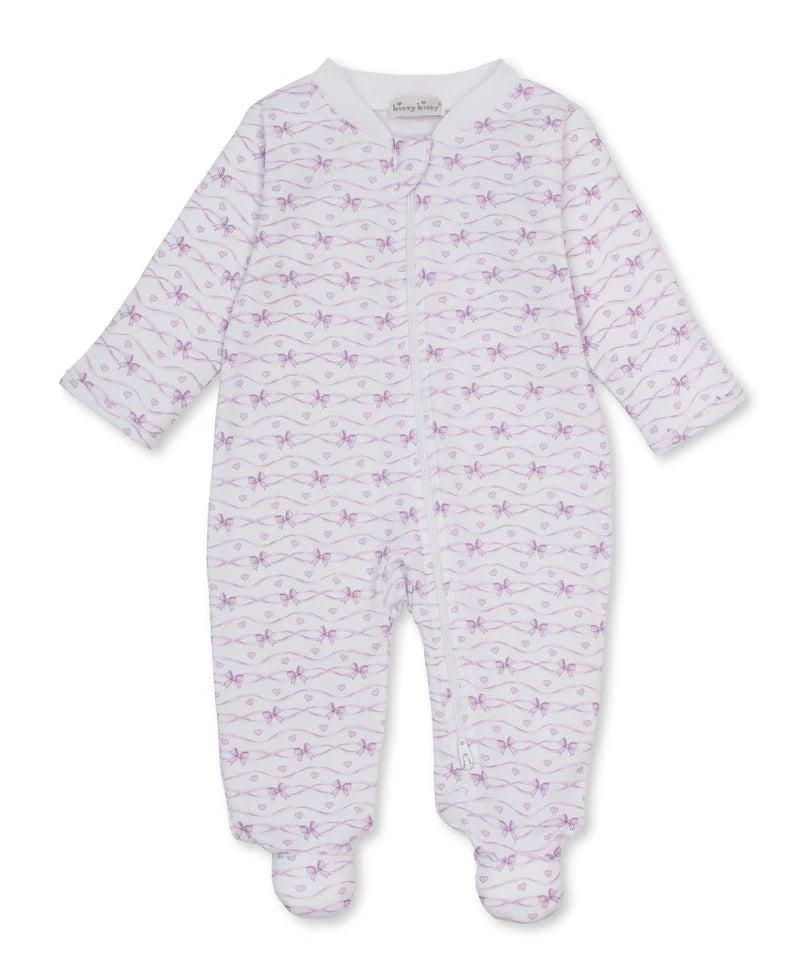 PJs Baby Bows Zip Footie