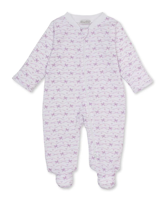 PJs Baby Bows Zip Footie