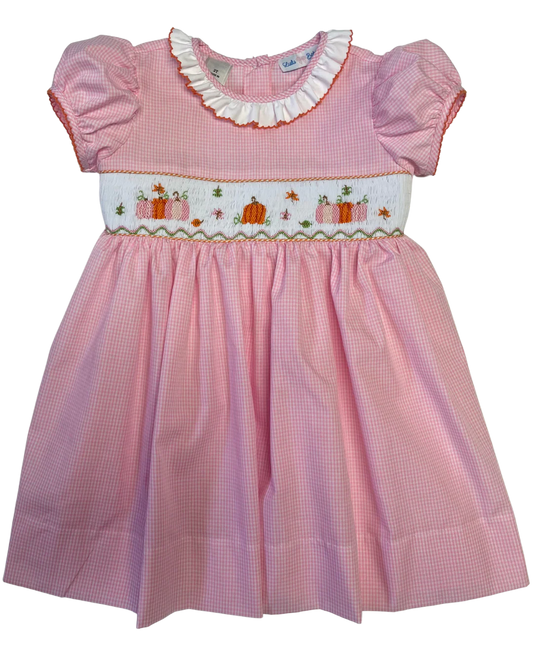 Pumpkin Smocked Bishop Dress