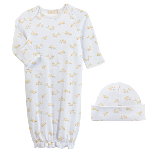Tiny Baby Duckies Gown & Hat Set
