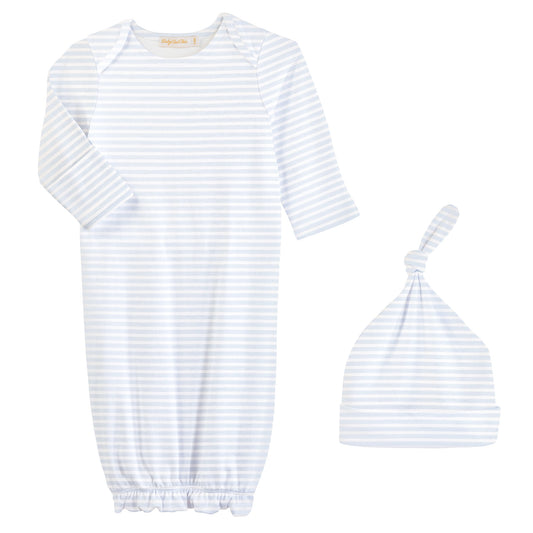 Light Blue Stripes Gown and Hat Set
