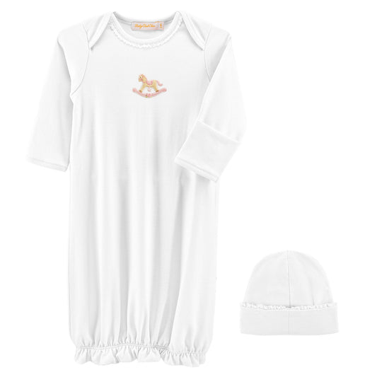 Pink Rocking Horse Gown & Hat Set