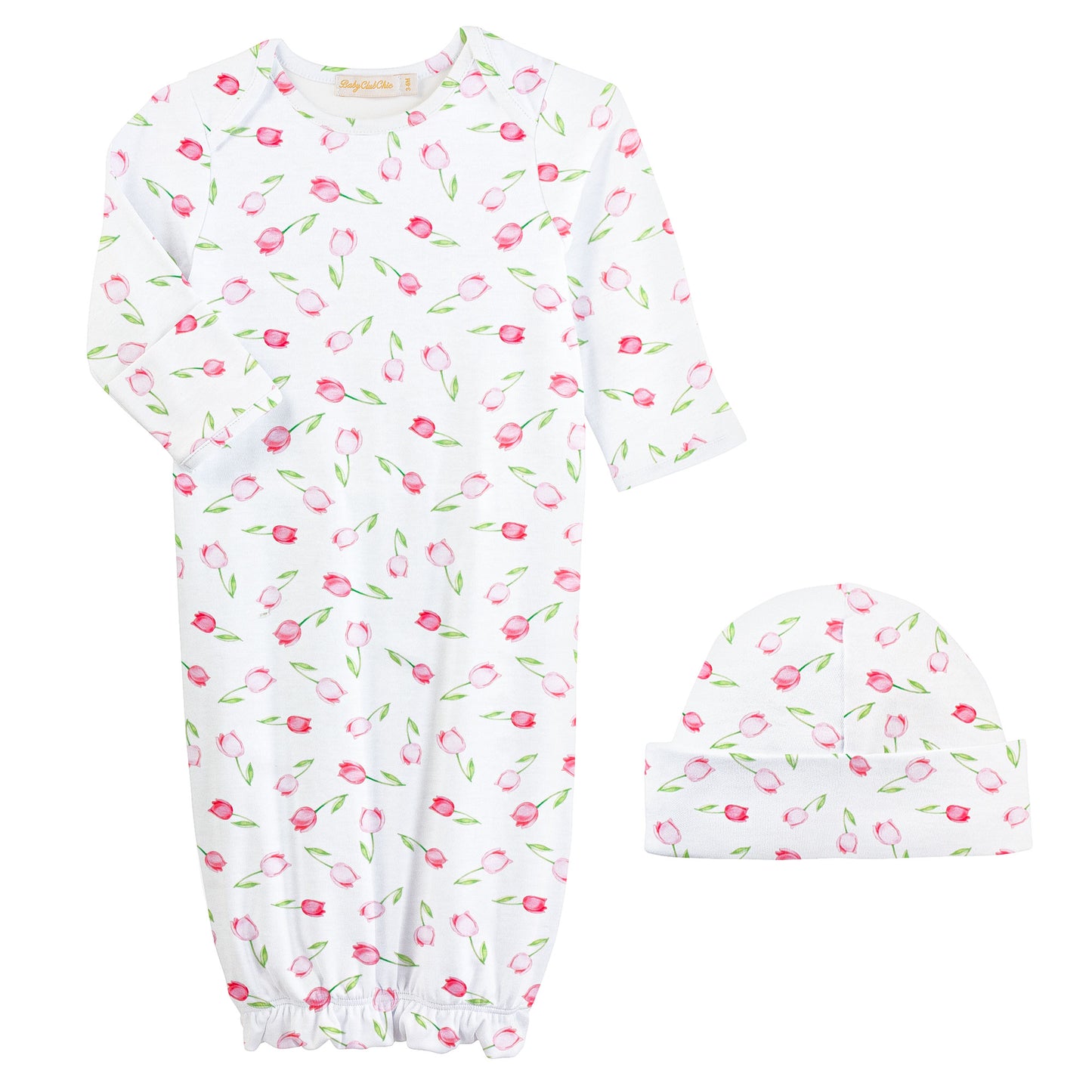 Baby Tulips Gown & Hat Set
