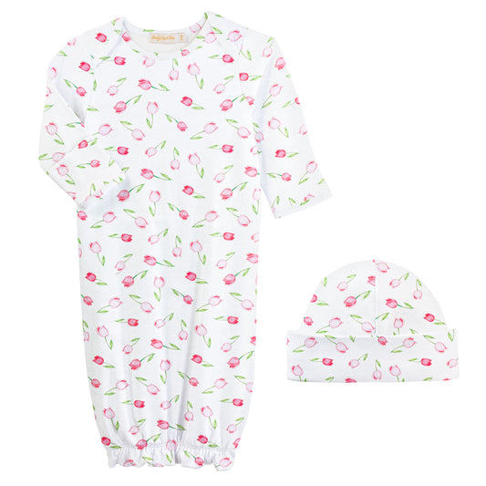 Baby Tulips Gown & Hat Set