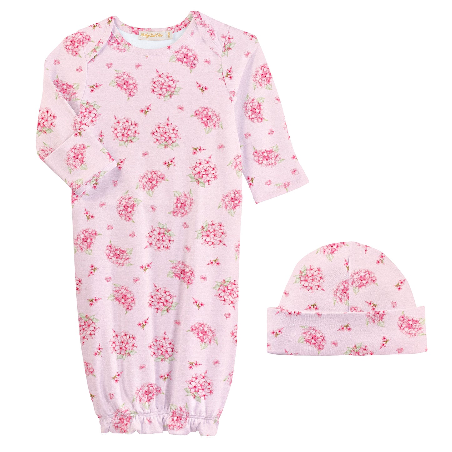 Soft Hydrangeas Gown & Hat Set