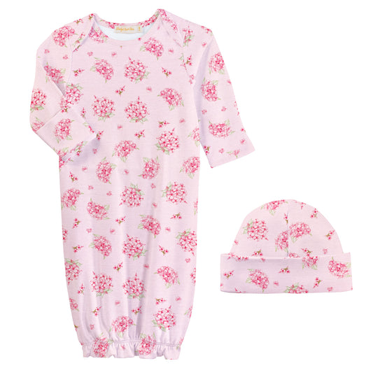 Soft Hydrangeas Gown & Hat Set