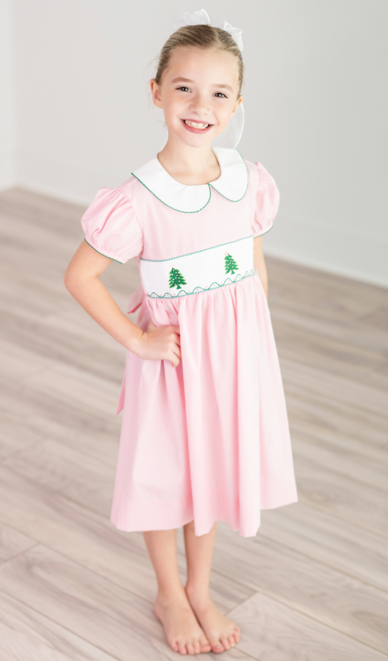 Rose Smocked Christmas Dress