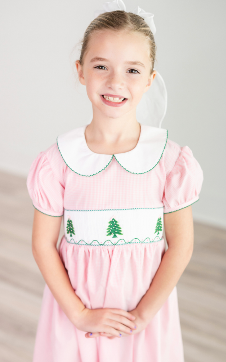 Rose Smocked Christmas Dress