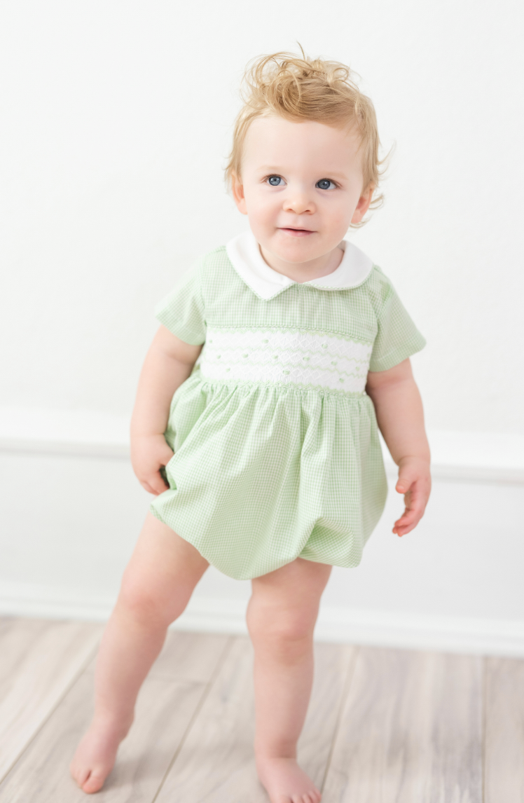 Green Smocked Noah Bubble