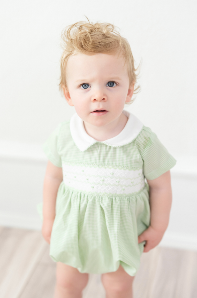 Green Smocked Noah Bubble
