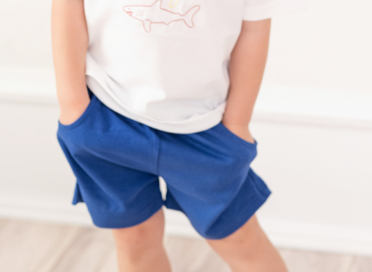 Navy Jersey Shorts with Pockets