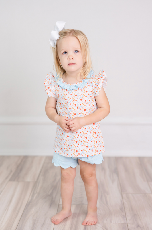 School Days Ruffle Short Set