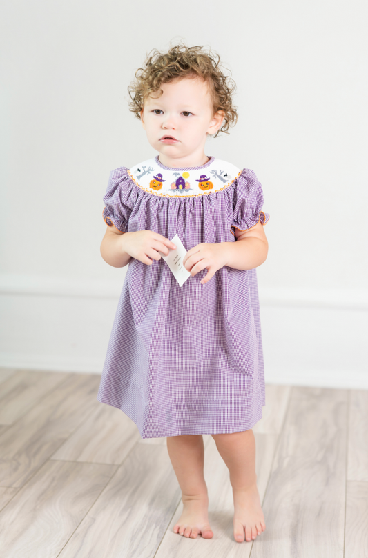 Smocked Halloween Bishop Dress