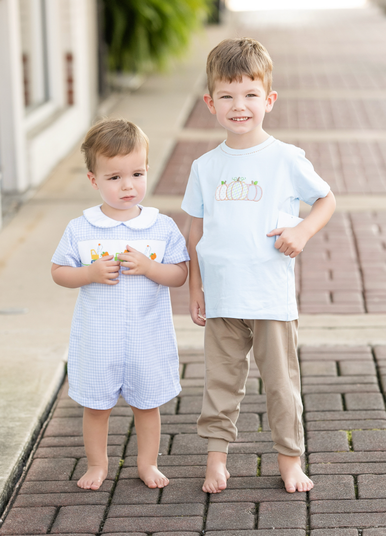 Smocked Construction Pumpkin Romper