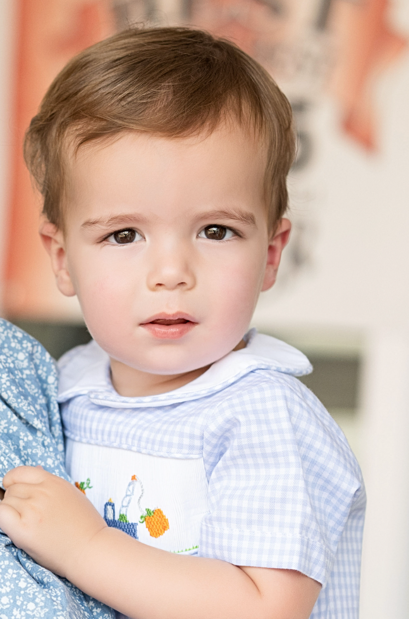 Smocked Construction Pumpkin Romper