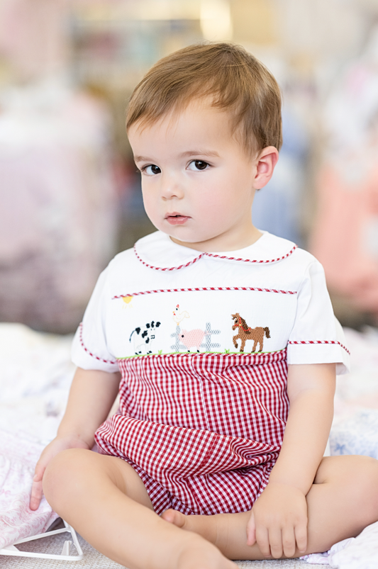 Smocked Farm Romper
