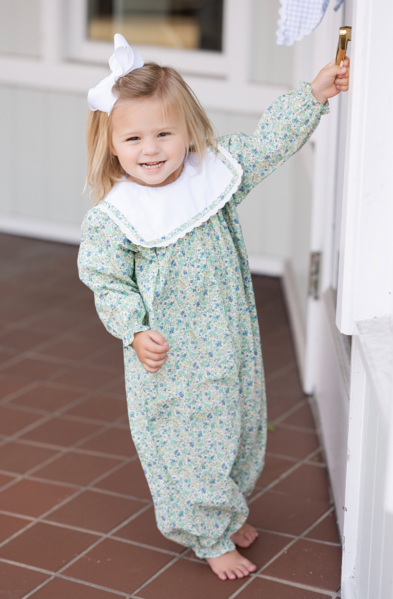 Blue Flower Reese Long Romper