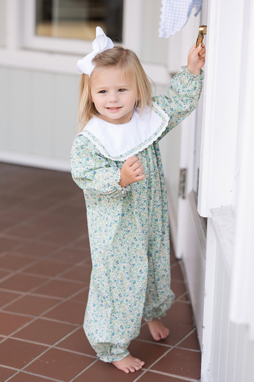 Blue Flower Reese Long Romper