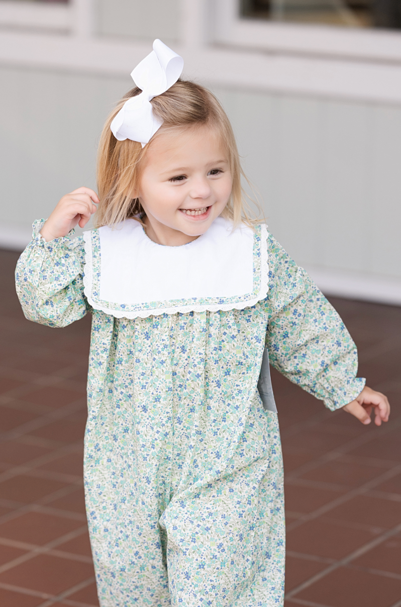 Blue Flower Reese Long Romper