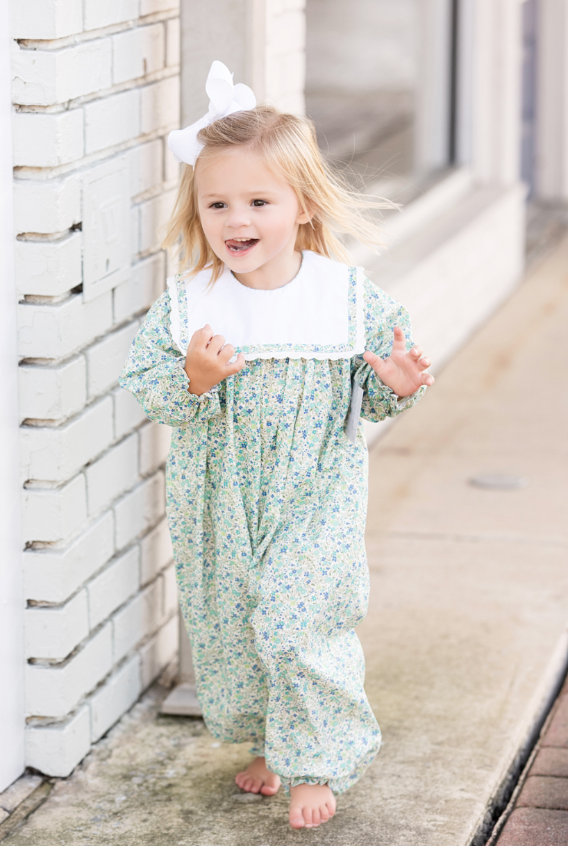 Blue Flower Reese Long Romper