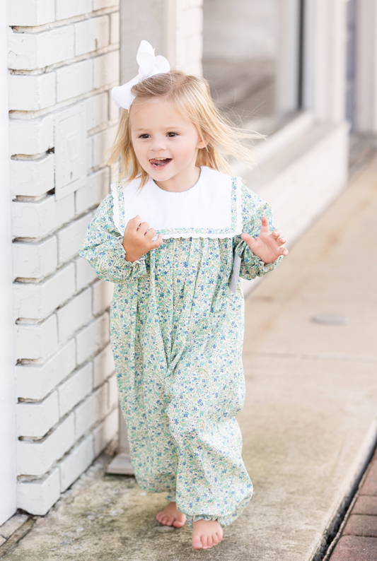 Blue Flower Reese Long Romper