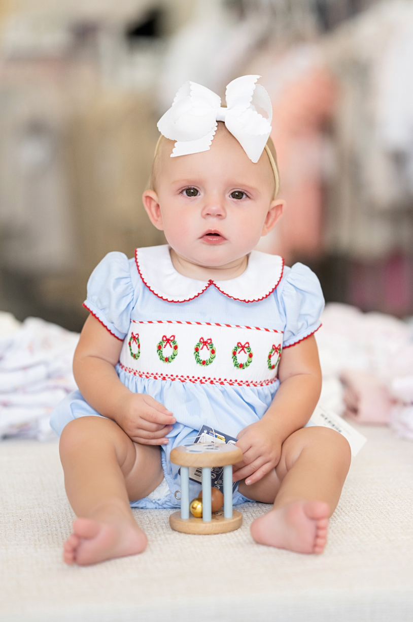 Wreath Smocked Waist Bubble