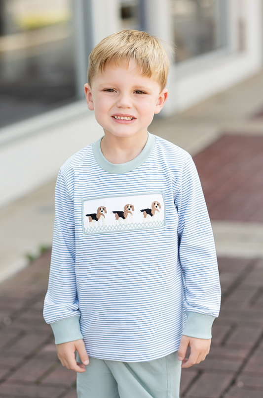 Beagle Smocked Pant Set