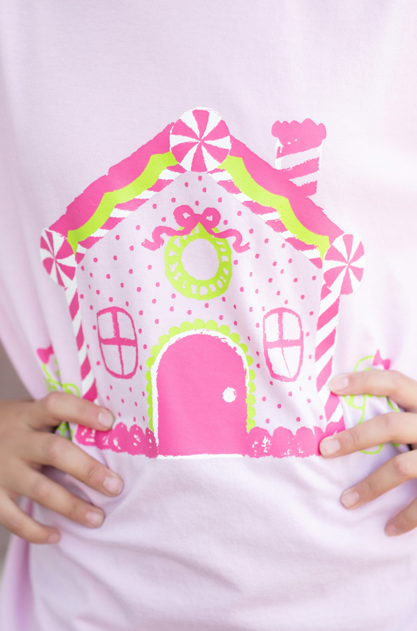 Pink Gingerbread House Tee