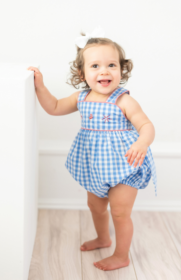 Red, White, and Blue Stitched Sunsuit