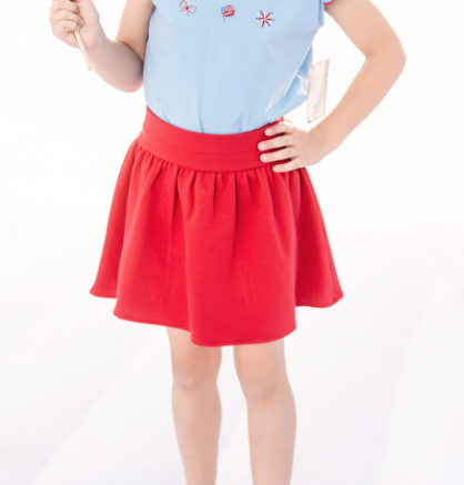 Red Gathered Skort