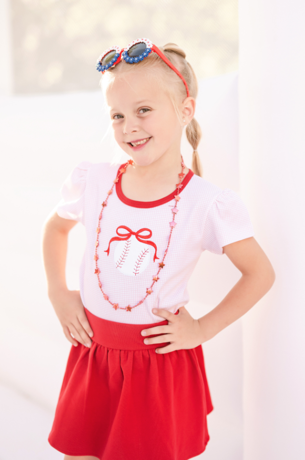 Red Gathered Skort
