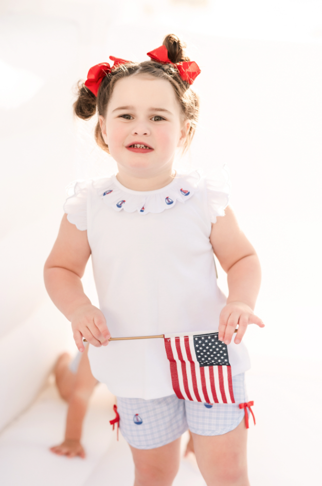 Sailboat Scalloped Angel Short Set