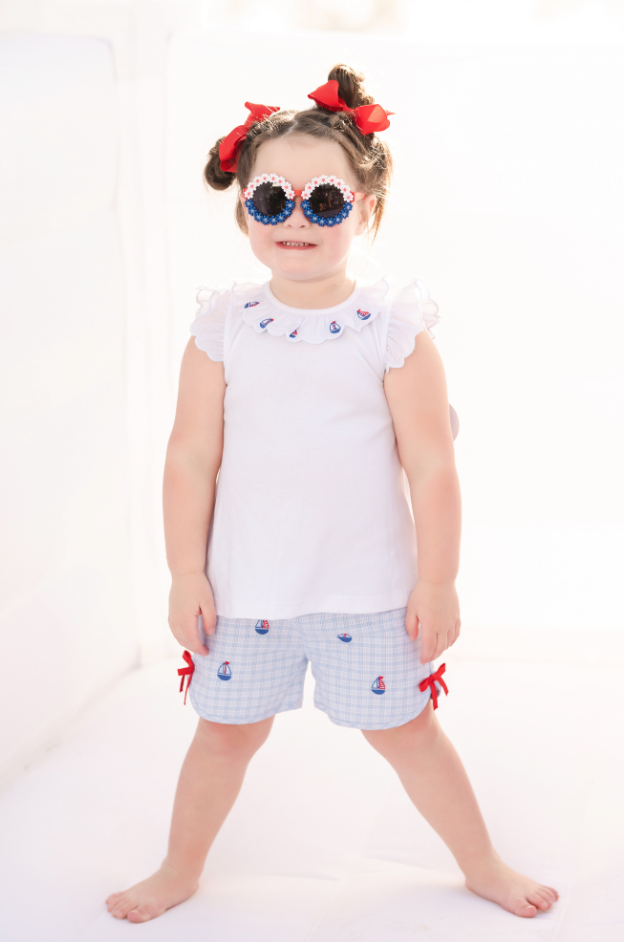Sailboat Scalloped Angel Short Set