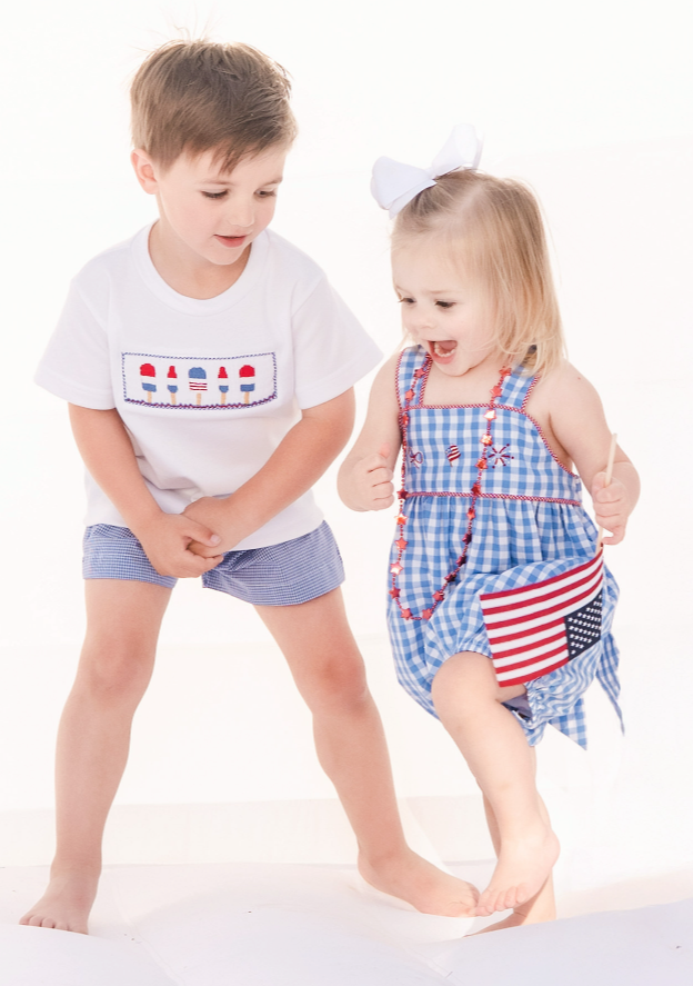Red, White, and Blue Stitched Sunsuit