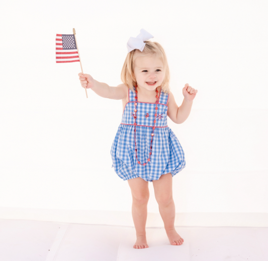 Red, White, and Blue Stitched Sunsuit