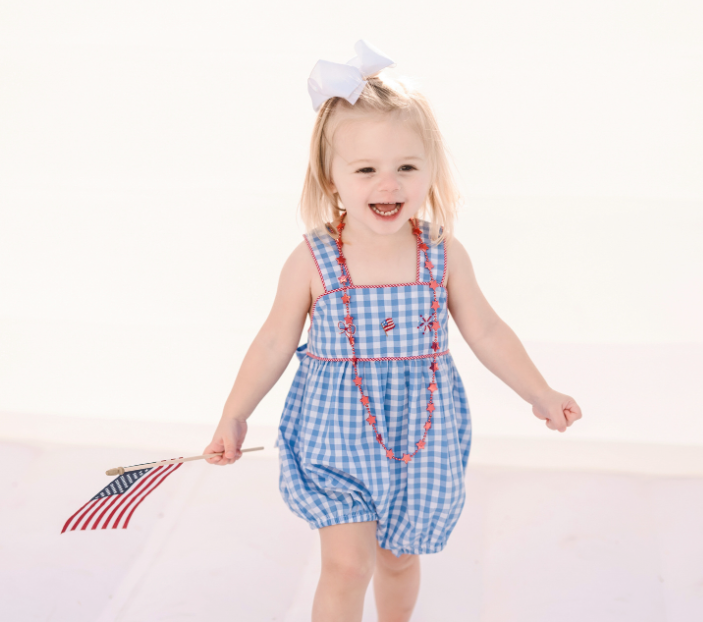 Red, White, and Blue Stitched Sunsuit