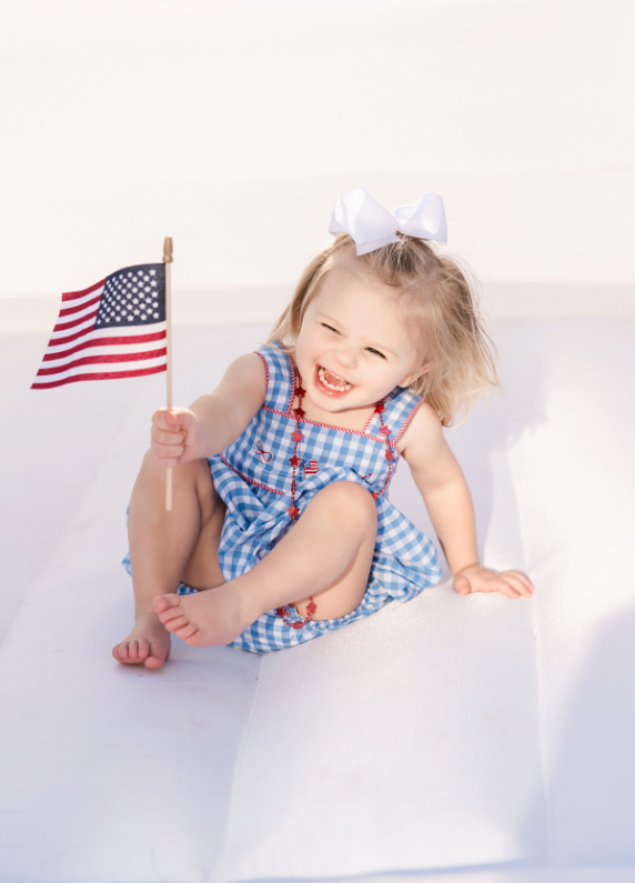 Red, White, and Blue Stitched Sunsuit