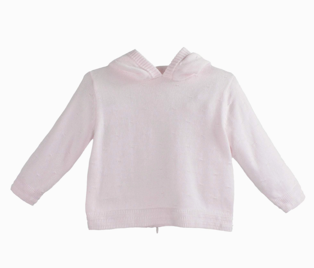 Pink Back Zip Hooded Cardigan