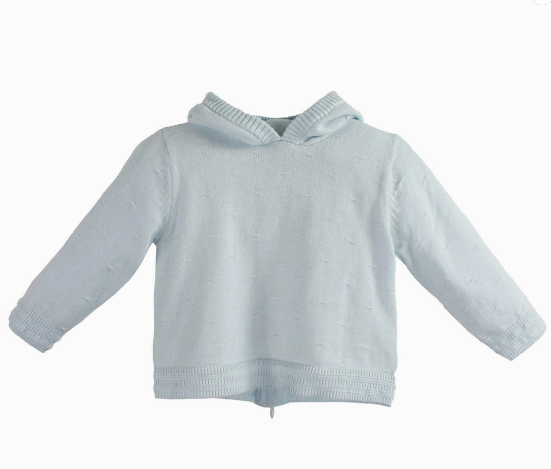 Blue Back Zip Hooded Cardigan