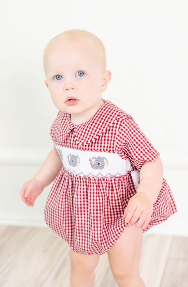 Elephant Smocked Boy Bubble